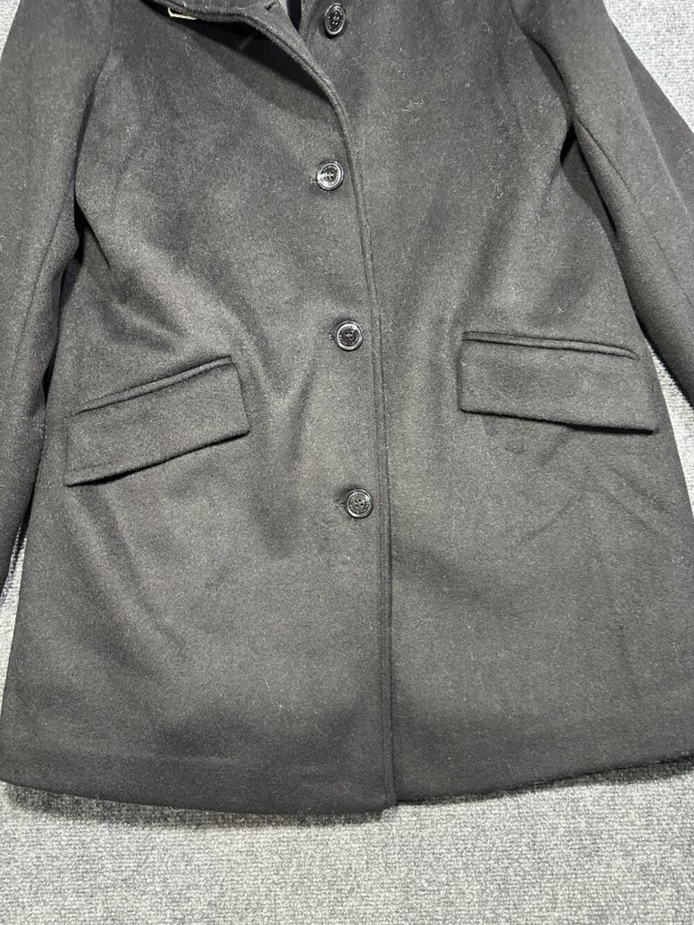 Lauren Ralph Lauren Black Label Wool Peacoat Womens 8 Black Tab Front Button NEW - Picture 2 of 11